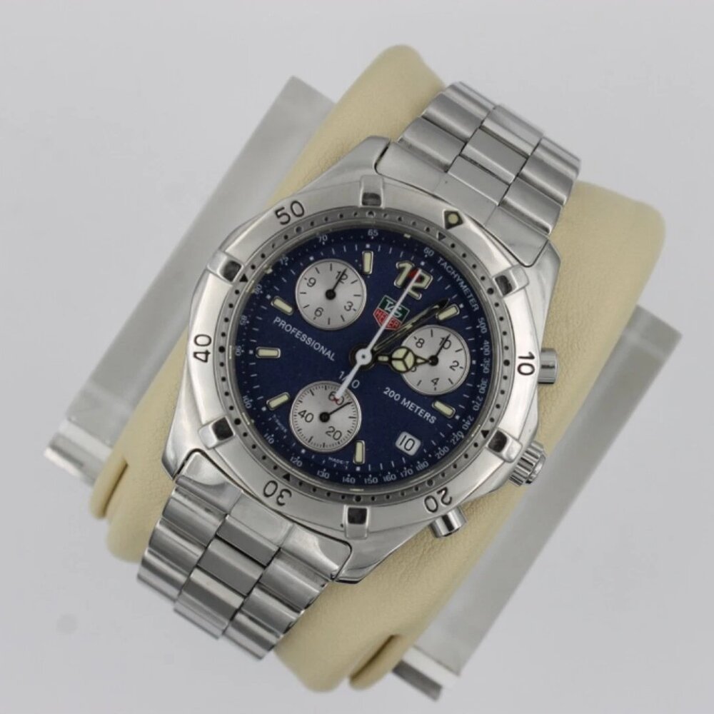 Tag Heuer CK1112.BA0328 Mens 2000 Professional Chronograph Watch Blue Silver - Picture 2 of 10